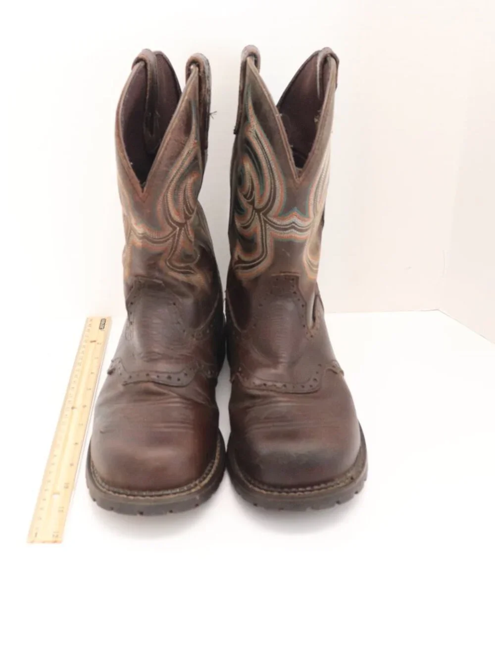 Justin Men's Western Work‎ Boots Brown Steel Toe Waterproof Size 9B